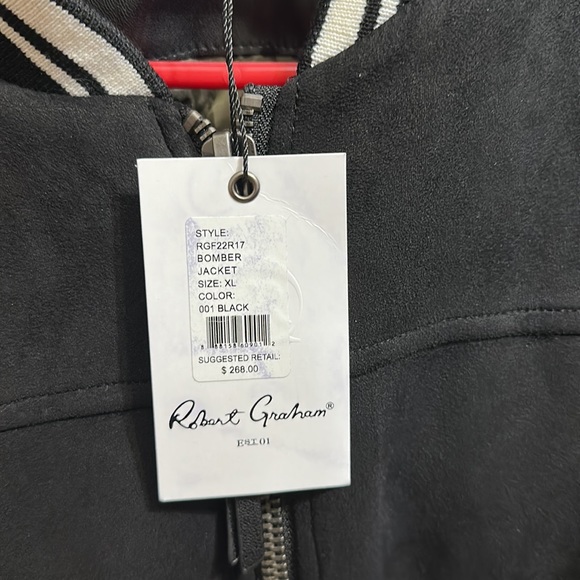 Robert Graham Faux Suede Men's Black Bomber Jacket RGF22R17 - Picture 8 of 8